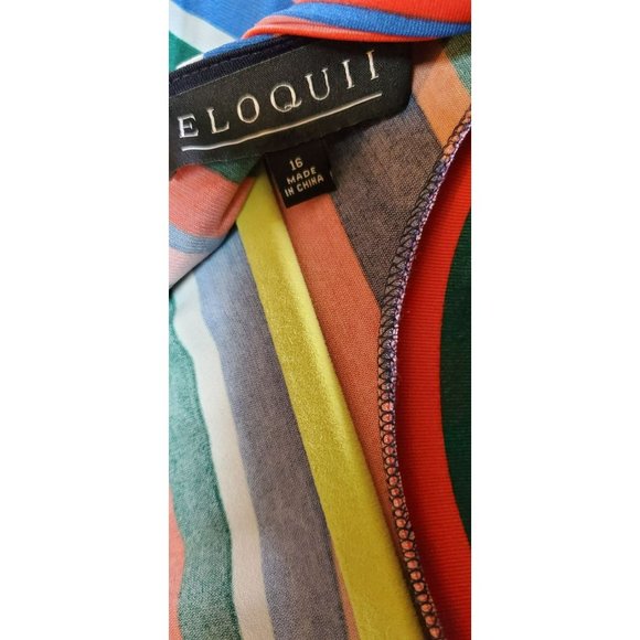 Eloquii Women's Striped Print Fit and Flare A-Line Dress Size 16 Back Bow - Picture 3 of 6